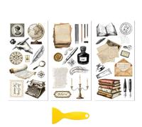 Peacoblue Rub on Transfers for Crafts 3Pcs Vintage Calligraphy Text 15cmx30cm, UV DTF Waterproof Furniture Transfer for Chest of Drawer Dresser Porcelain Wood Glass Plastic