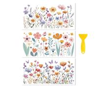Peacoblue Rub on Transfers for Crafts 3Pcs Wildflower Bushes 15cmx30cm, UV DTF Waterproof Furniture Transfer for Chest of Drawer Dresser Glass Porcelain Wood Plastic