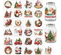 Peacoblue Santa Claus and Snow Man Silhouette Cutouts for Jars Mason Can Glass, Wishing Bottle Decor, 25Pcs Durable Silhouette for Lantern DIY Craft Kit Jar Decals Church Christmas Home Garden Decor