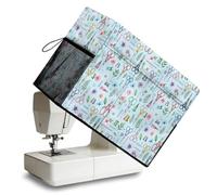 Peacoblue Sewing Machine Cover, Scissors and Flowers Pattern Dust Cover