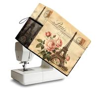 peacoblue Sewing Machine Cover with Storage Pockets,Eiffel Tower with Rose Sewing Machine Dust Covers for Standard Machines,Protective & Decorative Sewing Machine Case