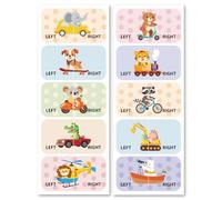 Peacoblue Shoes Stickers for Shoes Learning Left Right, Animals with Transportation 100pcs(50 Pairs) Self-Adhesive Shoes Stickers Labels Decals to Help Put Shoes On