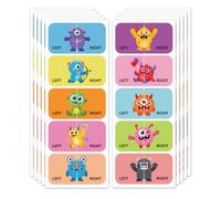 Peacoblue Shoes Stickers for Shoes Learning Left Right, Cute Little Monster 100pcs(50 Pairs) Self-Adhesive Shoes Stickers Labels Decals to Help Put Shoes On