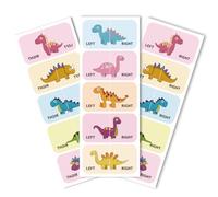 Peacoblue Shoes Stickers for Shoes Learning Left Right, Dinosaurs 100pcs(50 Pairs) Self-Adhesive Shoes Stickers Labels Decals to Help Put Shoes On