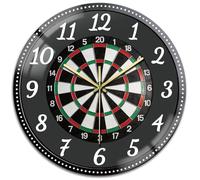 peacoblue Silent Wall Clock 12 Inch Dart Game Board Living Room Kitchen | Non Ticking, Battery Operated, Glass Round Wall Clock Unusual Design For Bedroom,Bathroom,lounge,Dining Room,Office Decor