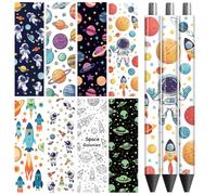 Peacoblue Space Astronauts HD Print UV DTF Pen Wraps, 48PCS Waterproof