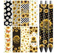 Peacoblue Sunflowers HD Print UV DTF Pen Wraps, 48PCS Waterproof
