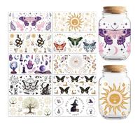Peacoblue UV DTF Cup Transfer Wraps Stickers Bohemian Divination, 10 Sheets Waterproof Custom Vinyl 16oz Coffee Glass Cup Tumbler Bottle Mug Decals for Men Women