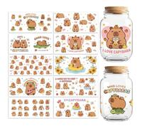 Peacoblue UV DTF Cup Wraps Transfer Stickers Capybara Pattern, 10 Sheets Waterproof Custom Vinyl Transfer Sticker 16oz Coffee Glass Cup Tumbler Bottle Mug Decals for Men Women