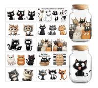 Peacoblue UV DTF Cup Wraps Transfer Stickers Funny Black Cat Pattern, 10 Sheets Waterproof Custom Vinyl Transfer Sticker 16oz Coffee Glass Cup Tumbler Bottle Mug Decals for Men Women