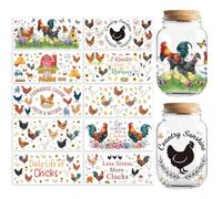 Peacoblue UV DTF Cup Wraps Transfer Stickers Hen and Chicken Farm Pattern, 10 Sheets Waterproof Custom Vinyl Transfer Sticker 16oz Coffee Glass Cup Tumbler Bottle Mug Decals for Men Women