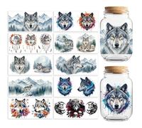 Peacoblue UV DTF Cup Wraps Transfer Stickers Wolves with Dreamcatchers and Mountains Pattern, 10 Sheets Waterproof Custom Transfer Sticker 16oz Coffee Glass Tumbler Bottle Mug Decals for Men Women