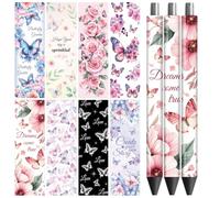 Peacoblue UV DTF Pen & Bookmark Transfer Stickers - 48pcs Butterflies and Roses Flower Waterproof Decals for Pens, Acrylic Bookmarks, Journals & Spring Summer DIY Stationery Gifts