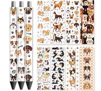 Peacoblue UV DTF Pen & Bookmark Transfer Stickers - 48pcs Pet Dogs Waterproof Decals for Pens, Acrylic Bookmarks, Journals & Spring Summer DIY Stationery Gifts