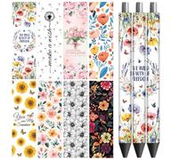 Peacoblue UV DTF Pen Wraps - 48pcs Waterproof HD Print Flowers - Various Patterns - DIY Pencil Pen Crafts Gifts