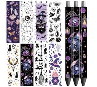 Peacoblue UV DTF Pen Wraps - 48pcs Waterproof HD Print Witches & More Patterns - Personalized DIY Pencil Pen Decorative Crafts Gifts