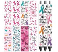 Peacoblue UV DTF Pen Wraps Transfer Sticker Breast Cancer Awareness Day - 48pcs Waterproof HD Print UV DTF Pen Adhesive Decals for DIY Pencil Pen Decorative Crafts Gifts Giving for Mothers Day