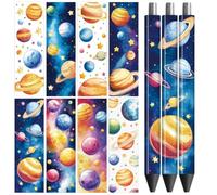 Peacoblue UV DTF Pen Wraps Transfer Sticker Cosmic Planets - 48pcs Waterproof HD Print UV DTF Pen Adhesive Decals for Personalized DIY Pencil Pen Decorative Crafts Gifts Giving