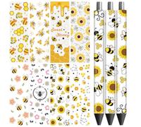 Peacoblue UV DTF Pen Wraps Transfer Sticker Decal Bees and Honey Words - 48pcs Waterproof HD Print UV DTF Pen Adhesive Decals for DIY Pencil Pen Decorative Crafts Gifts Giving for Mothers Day