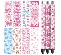 Peacoblue UV DTF Pen Wraps Transfer Sticker Decal Bow Words - 48pcs Waterproof HD Print UV DTF Pen Adhesive Decals for Personalized DIY Pencil Pen Decorative Crafts Gifts Giving for Mothers Day