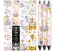 Peacoblue UV DTF Pen Wraps Transfer Sticker Decal Christianity - 48pcs Waterproof HD Print UV DTF Pen Adhesive Decals for Personalized DIY Pencil Pen Decorative Crafts Gifts Giving