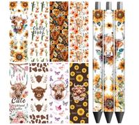 Peacoblue UV DTF Pen Wraps Transfer Sticker Decal Highland Cattle - 48pcs Waterproof HD Print UV DTF Pen Adhesive Decals for Personalized DIY Pencil Pen Decorative Crafts Gifts Giving