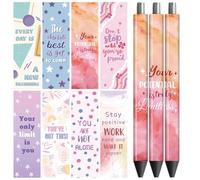 Peacoblue UV DTF Pen Wraps Transfer Sticker Decal Inspirational Words - 48pcs Waterproof HD Print UV DTF Pen Adhesive Decals for DIY Pencil Pen Decorative Crafts Gifts Giving for Mothers Day