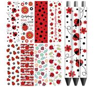 Peacoblue UV DTF Pen Wraps Transfer Sticker Decal Ladybug - 48pcs Waterproof HD Print UV DTF Pen Adhesive Decals for Personalized DIY Pencil Pen Decorative Crafts Gifts Giving for Mothers Day