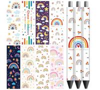 Peacoblue UV DTF Pen Wraps Transfer Sticker Decal Rainbows - 48pcs Waterproof HD Print UV DTF Pen Adhesive Decals for Personalized DIY Pencil Pen Decorative Crafts Gifts Giving for Mothers Day