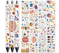 Peacoblue UV DTF Pen Wraps Transfer Sticker Decal Stationery Theme - 48pcs Waterproof HD Print UV DTF Pen Adhesive Decals for DIY Pencil Pen Decorative Crafts Gifts Giving for Mothers Day