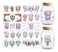 Peacoblue UV DTF Transfer Cup Wraps Stickers Christian Bohemian Feathers, 10 Sheets Waterproof Custom Vinyl 16oz Coffee Glass Jar Cups Bottle Mug Tumbler Decals for Men Women