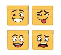 Peacoblue Wacky Emojis Coin Purse,PU Leather Squeeze Pouch 4PCS