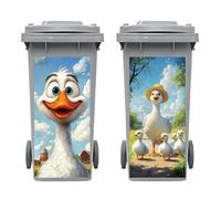 peacoblue Wheelie Bin Stickers 2 Sheets Cartoon Ducks Sticky Dustbin Stickers Decals, 15"x 32" Waterproof Large Wraps for Bins, Fridge, Wall Outdoor Indoor Patio Decor, Home Decoration