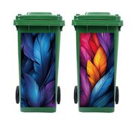 peacoblue Wheelie Bin Stickers 2 Sheets Colorful Feathers Sticky Dustbin Stickers, 15in x 32in Waterproof Self Adhesive Large Decal for Bins, Driveway, Garden, Outdoor, Indoor Decoration