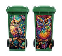 Peacoblue Wheelie Bin Stickers 2 Sheets Colorful Owls Sticky Dustbin Stickers Decals, 15in x 32in Waterproof Self Adhesive Large Decal for Trash Cans Bins Driveway Garden Outdoor Indoor Decoration