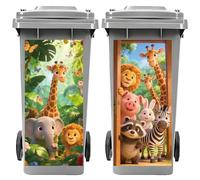 Peacoblue Wheelie Bin Stickers 2 Sheets Cute Forest Animals Sticky Dustbin Stickers Decals, 15"x 32" Waterproof Large Wraps for Bins, Fridge, Wall Outdoor Indoor,Garden, Home Decoration