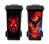 Peacoblue Wheelie Bin Stickers 2 Sheets Demon Skull Sticky Dustbin Stickers Decals, 15" x 32" Waterproof Large Wraps for Trash Cans Bins Fridges Door Wall Garden Outdoor Indoor Patio Decor