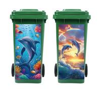 peacoblue Wheelie Bin Stickers 2 Sheets Dolphins Sticky Dustbin Stickers Decals, 15in x 32in Waterproof Self Adhesive Large Decal for Trash Cans Bins Driveway Garden Outdoor Indoor Decoration