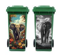 peacoblue Wheelie Bin Stickers 2 Sheets Elephant Sticky Dustbin Stickers, 15in x 32in Waterproof Self Adhesive Large Decal for Bins, Driveway, Garden, Outdoor, Indoor Decoration