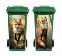 Peacoblue Wheelie Bin Stickers 2 Sheets Fox Sticky Dustbin Stickers Decals, 15in x 32in Waterproof Self Adhesive Large Decal for Trash Cans Bins Driveway Garden Outdoor Indoor Decoration