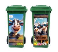 Peacoblue Wheelie Bin Stickers 2 Sheets Funny Cow Sticky Dustbin Stickers Decals, 15in x 32in Waterproof Self Adhesive Large Wraps for Bins, Fridge, Wall Outdoor Indoor Patio Decor, Home Decoration