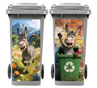 Peacoblue Wheelie Bin Stickers 2 Sheets Funny Donkey with Flowers Sticky Dustbin Stickers Decals, 15"x 32" Waterproof Large Wraps for Bins, Fridge, Wall Outdoor Indoor,Garden, Home Decoration