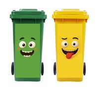 peacoblue Wheelie Bin Stickers 2 Sheets Funny Expressions Fridge Stickers,15" x 32" Waterproof Self Adhesive Sticky Dustbin Stickers Decals,Large Wraps for Bins,Fridge,Wall, Outdoor,Home Decoration