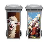 Peacoblue Wheelie Bin Stickers 2 Sheets Funny Sheep Sticky Dustbin Stickers Decals, 15"x 32" Waterproof Large Wraps for Bins, Fridge, Wall Outdoor Indoor, Home Decoration