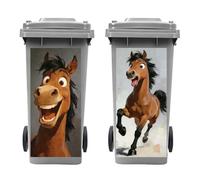 Peacoblue Wheelie Bin Stickers 2 Sheets Horse Sticky Dustbin Stickers Decals, 15"x 32" Waterproof Large Wraps for Bins, Fridge, Wall Outdoor Indoor, Home Decoration
