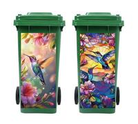 Peacoblue Wheelie Bin Stickers 2 Sheets Hummingbirds Sticky Dustbin Stickers Decals, 15in x 32in Waterproof Self Adhesive Large Decal for Trash Cans Bins Driveway Garden Outdoor Indoor Decoration