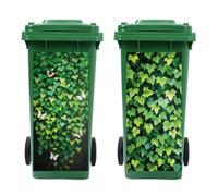 peacoblue Wheelie Bin Stickers 2 Sheets Ivy Fridge Stickers,15" x 32" Waterproof Self Adhesive Sticky Dustbin Stickers Decals,Large Wraps for Bins,Fridge,Wall, Outdoor,Home Decoration