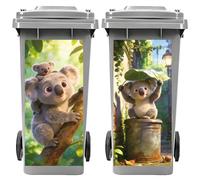Peacoblue Wheelie Bin Stickers 2 Sheets Koala Sticky Dustbin Stickers Decals, 15"x 32" Waterproof Large Wraps for Bins, Fridge, Wall Outdoor Indoor,Garden, Home Decoration