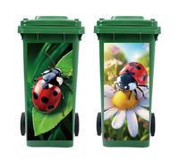 Peacoblue Wheelie Bin Stickers 2 Sheets Ladybug Sticky Dustbin Stickers Decals, 15in x 32in Waterproof Self Adhesive Large Wraps for Bins, Fridge, Wall Outdoor Indoor Patio Decor, Home Decoration