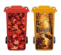 peacoblue Wheelie Bin Stickers 2 Sheets Maple Leaves Sticky Dustbin Stickers Decals, 15in x 32in Waterproof Self Adhesive Large Decal for Trash Cans Bins Driveway Garden Outdoor Indoor Decoration